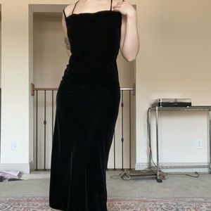 90s cowl neck velvet maxi dress Zara